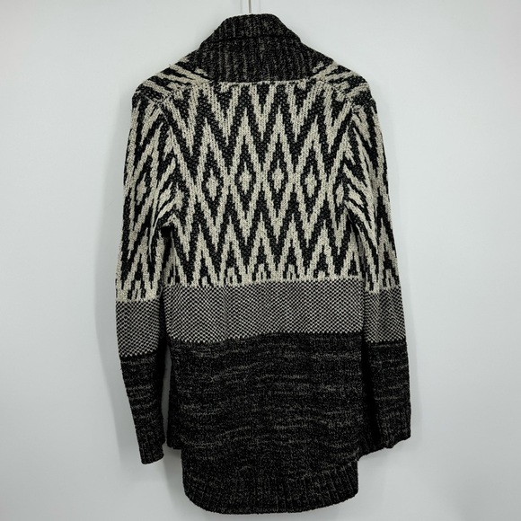 Lucky Brand Women’s Cardigan Sweater Cotton Wool Blend Black Cream Size Large - Picture 3 of 9